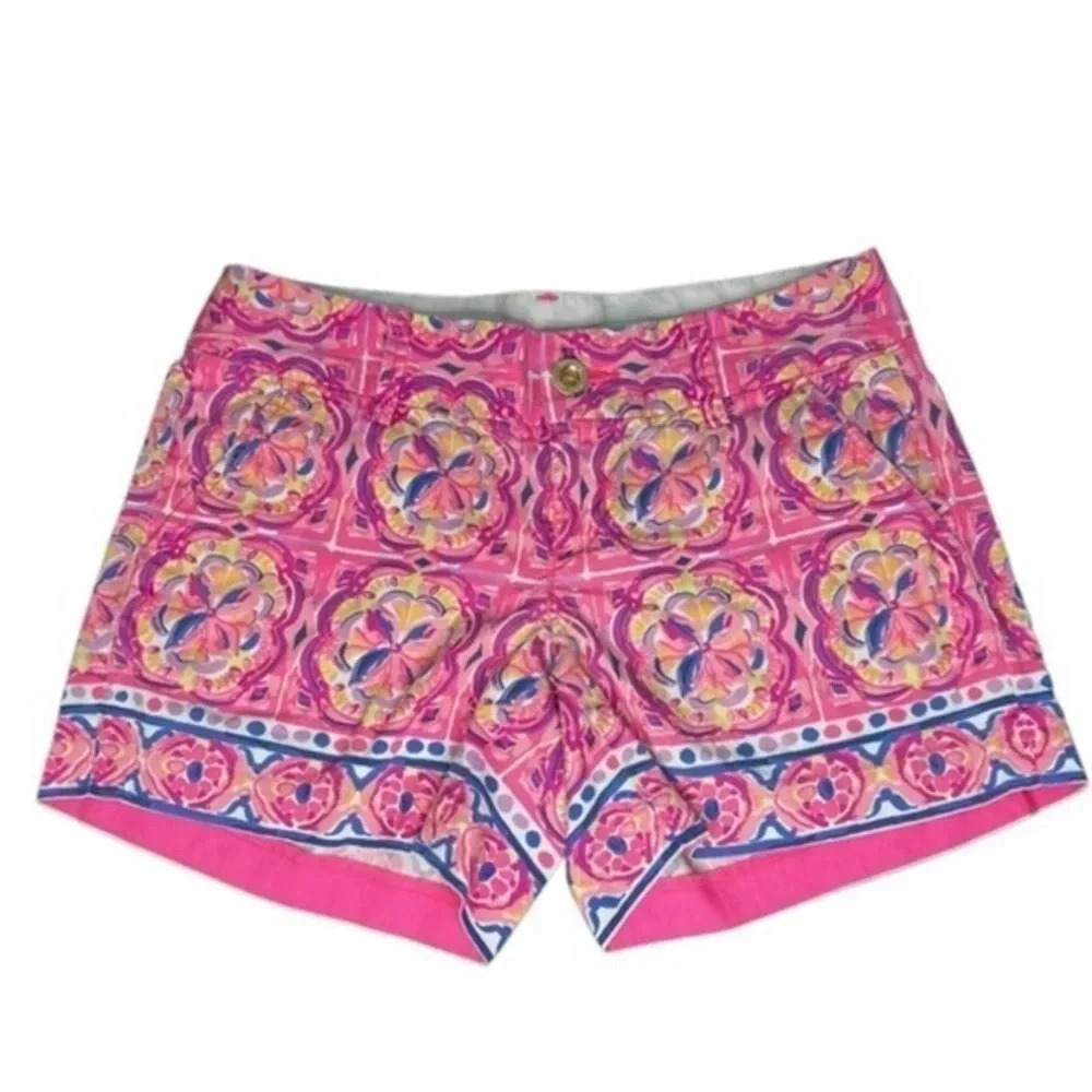Lilly Pulitzer Callahan Shorts Pink Fusion Rock House Beach Resort Casual Size 0
